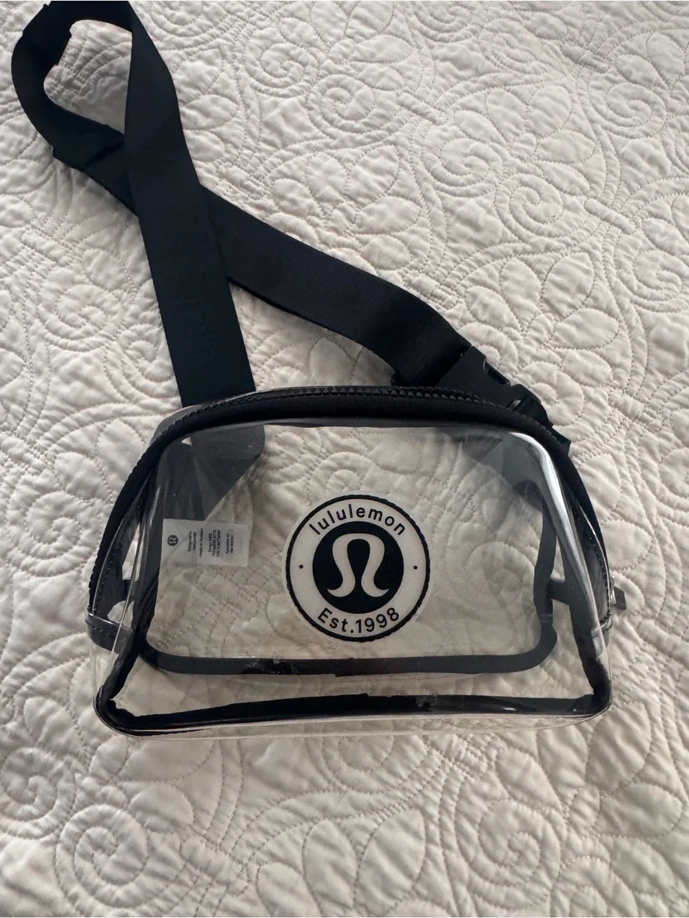 Lululemon Clear Belt Bag 1L Black Logo Est. 1998 Crossbody Stadium Bag